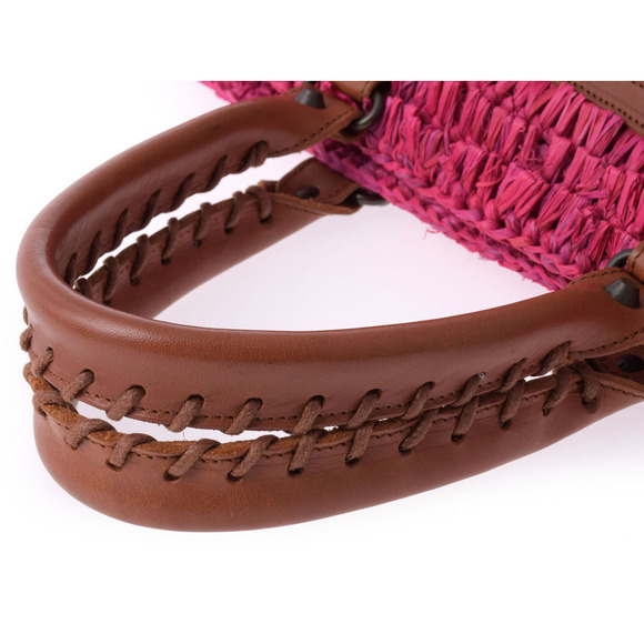 Balenciaga Straw Tan raffia tote bag pink - Picture 3 of 11